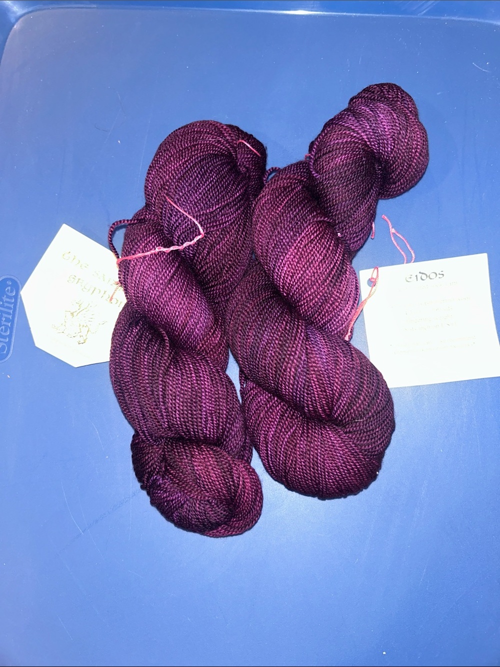 The Sanguine Gryphon Eidos Handpainted Sock Yarn, Deep Plum Yarn - Two Skein Lot